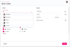 Kadence hybrid software admin delegate booking and cancelation