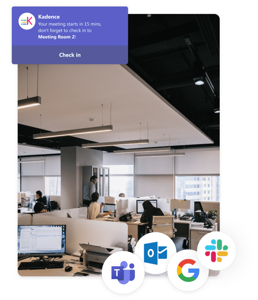 Employees using their Hybrid Work Management Software and using its various integrations.