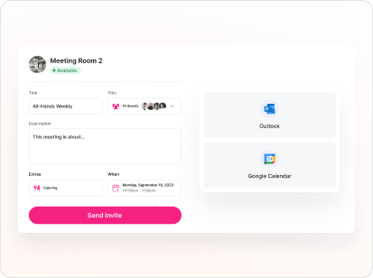 Meeting room booking calendar invite