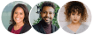 3 profile picture headshots of 2 females and 1 male