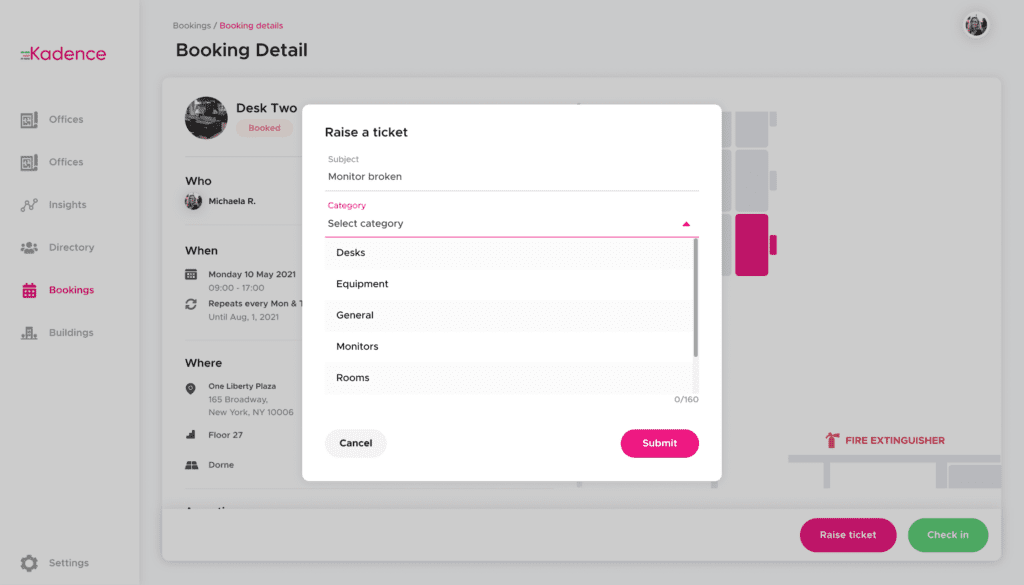 Use the Kadence Hybrid Operating Platform to raise tickets so you can store them in one place