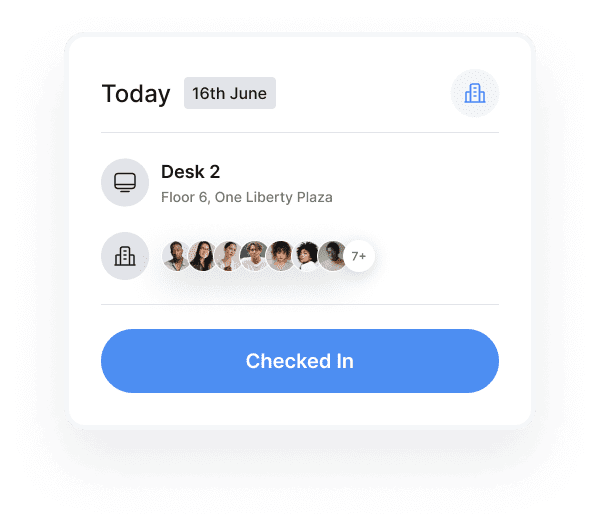 A check-in confirmation reminder about your booking on desk 2.