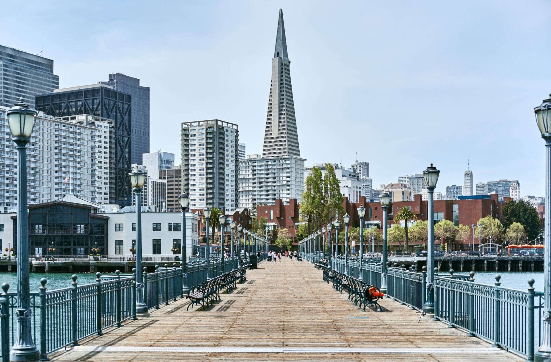 Transamerica Pyramid view from Pier 7 in San Francisco, California, USA