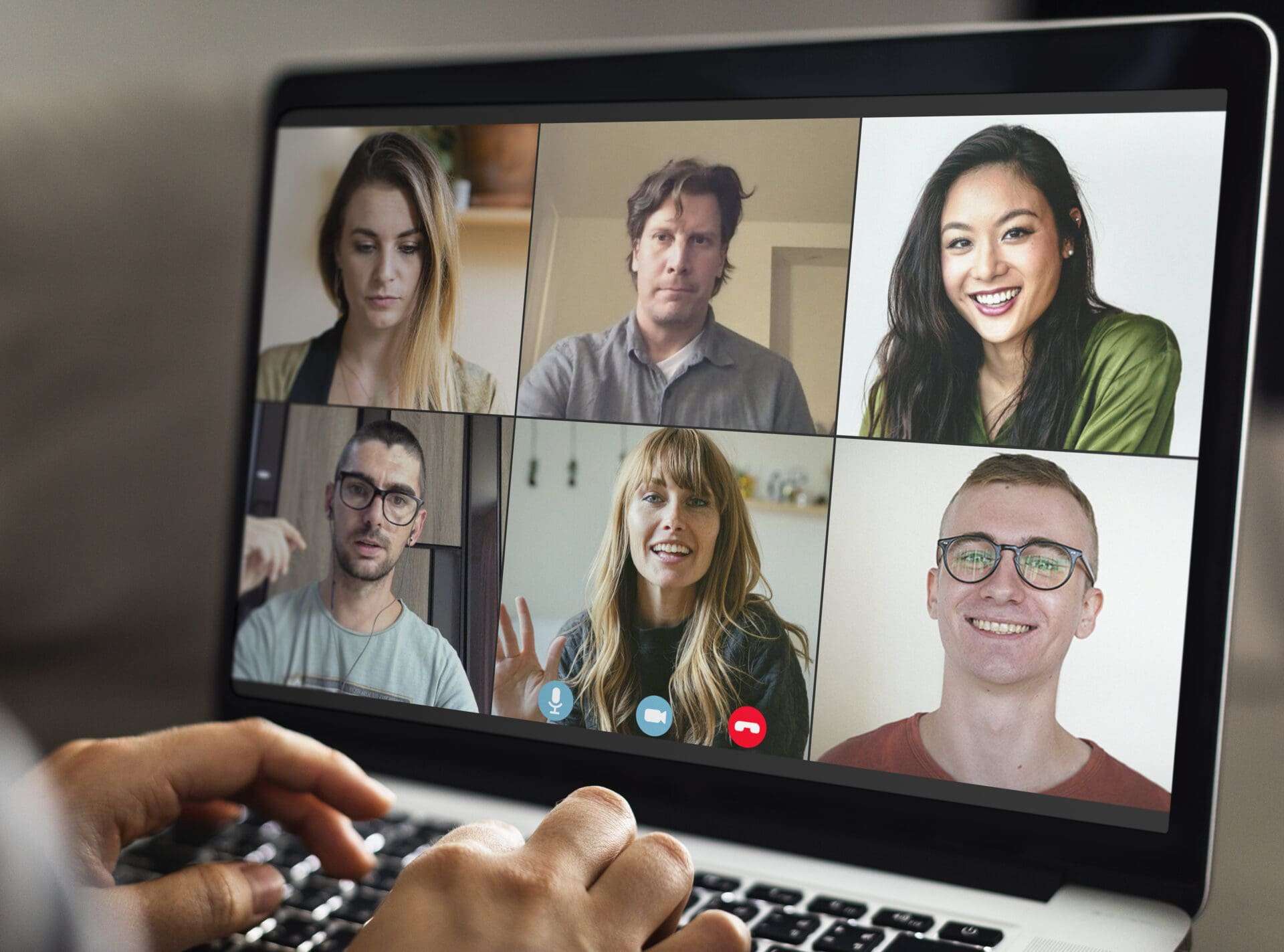 Colleagues having a video conference