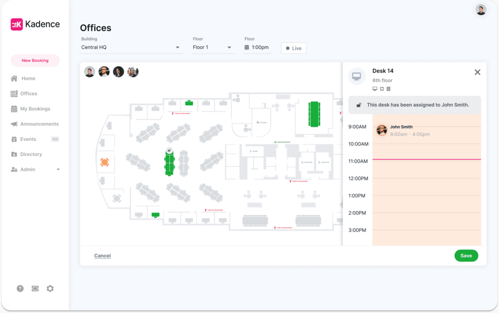 Kadence's interactive floorplan showing better space restriction visibility