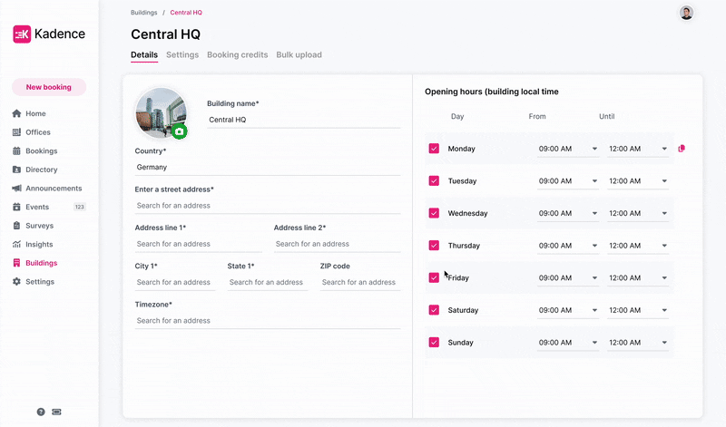 Bulk Uploading existing spaces template in Kadence.